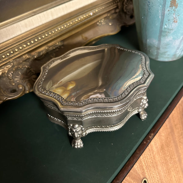 Silver Plated Jewellery Box with Red Velvet Inside