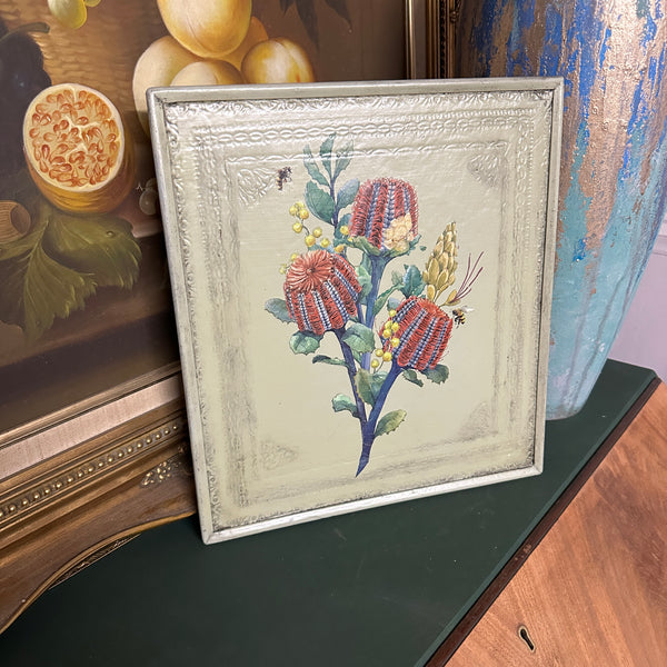 Floral Wall Hanging Made from Upcycled Table Top