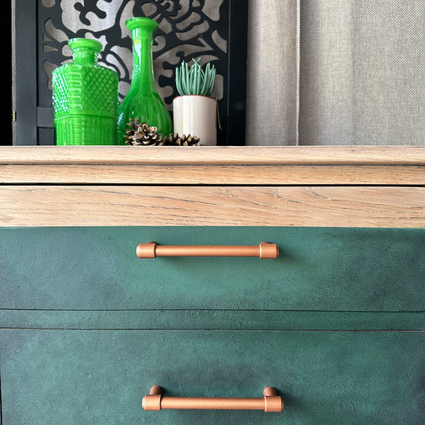 Solid Oak Hallway Cabinet Modern Style Painted Green