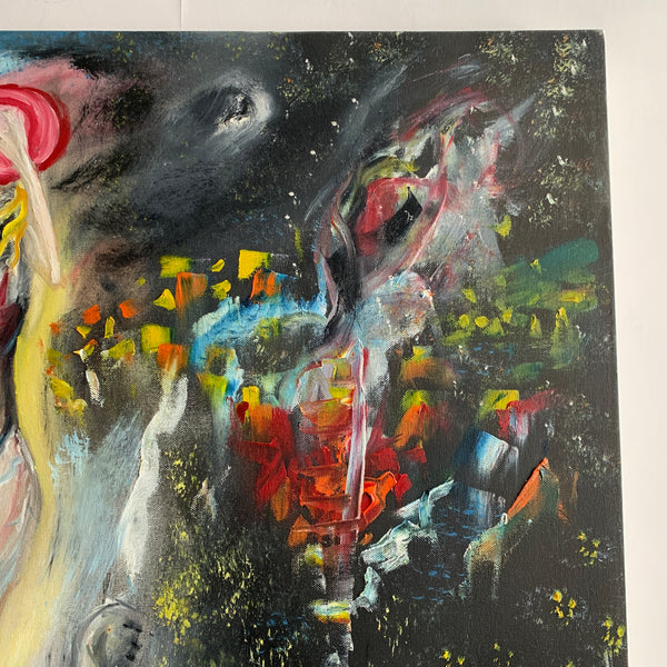 Large Acrylic Painting Impressionism Canvas Signed by Artist
