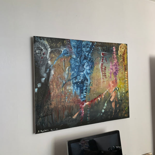 Large Acrylic Painting on Canvas Signed by Artist G. Bepirszcz