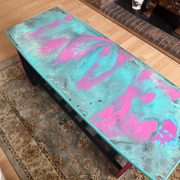 MCM Coffee Table Retro Coffee Table With Magazine Rack Resin Table “Love”