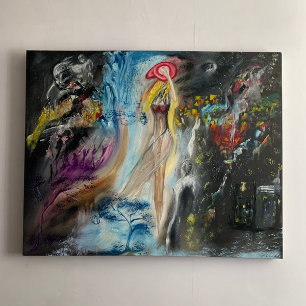 Large Acrylic Painting Impressionism Canvas Signed by Artist