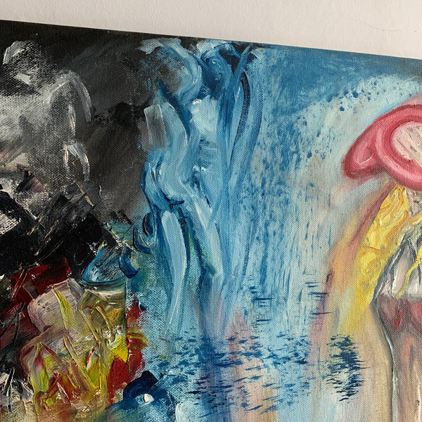 Large Acrylic Painting Impressionism Canvas Signed by Artist