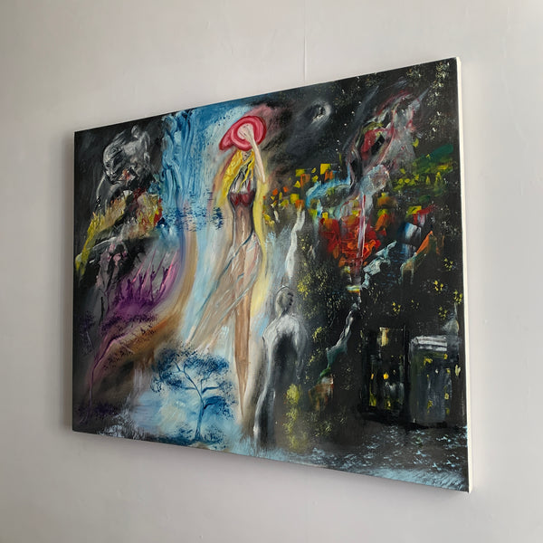 Large Acrylic Painting Impressionism Canvas Signed by Artist
