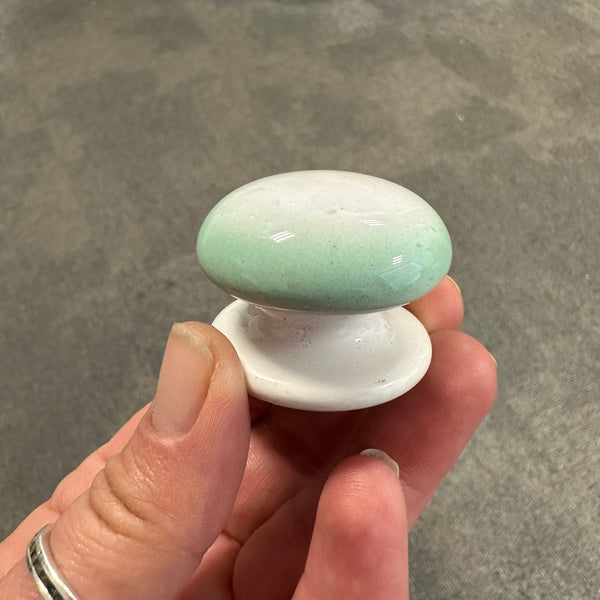 Ceramic Knob Ombre Effect White & Mint Green Cabinet Knob