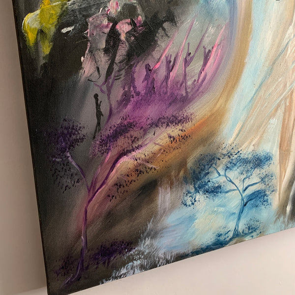 Large Acrylic Painting Impressionism Canvas Signed by Artist