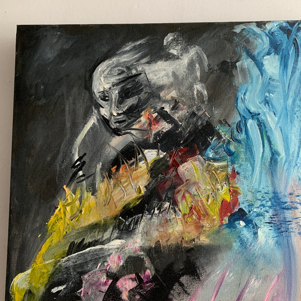 Large Acrylic Painting Impressionism Canvas Signed by Artist