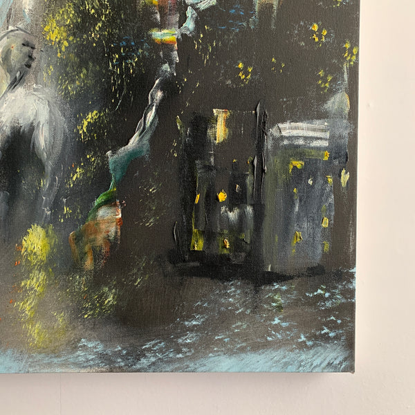 Large Acrylic Painting Impressionism Canvas Signed by Artist
