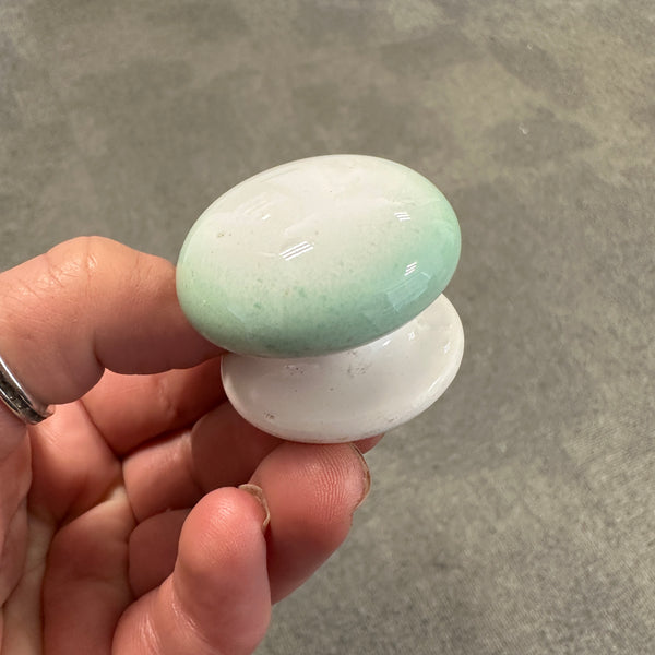 Ceramic Knob Ombre Effect White & Mint Green Cabinet Knob
