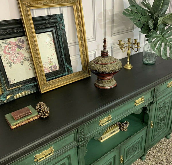 Painted Edwardian Sideboard Solid Oak Carvings Commissions Welcome