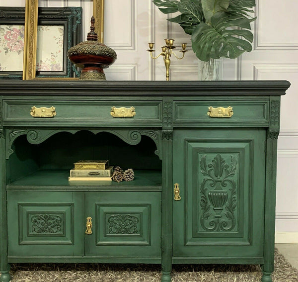 Painted Edwardian Sideboard Solid Oak Carvings Commissions Welcome