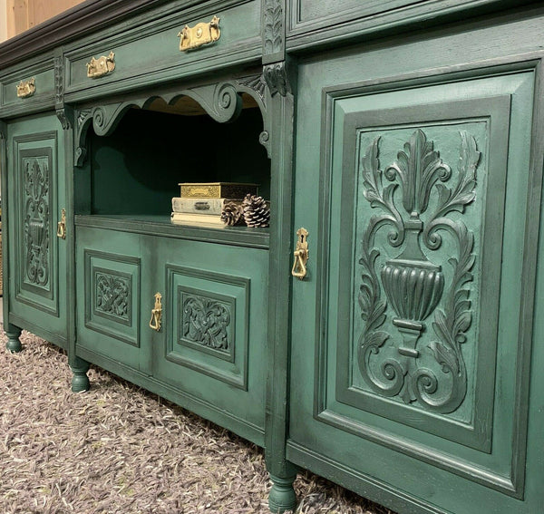 Painted Edwardian Sideboard Solid Oak Carvings Commissions Welcome