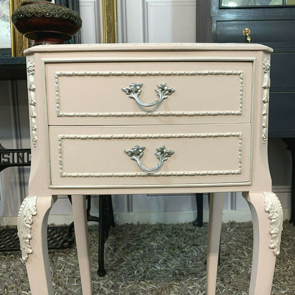 Painted Bedside Tables Pair Olympus Furniture French Louise Style Bedside Cabinets Pink
