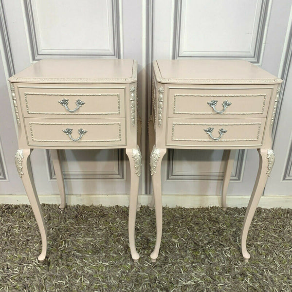 Painted Bedside Tables Pair Olympus Furniture French Louise Style Bedside Cabinets Pink