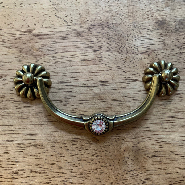 Ornate Cabinet Pulls Solid Brass Diamonte