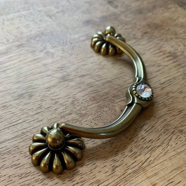 Ornate Cabinet Pulls Solid Brass Diamonte