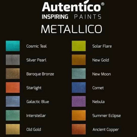 Autentico Metallico Paint 250ml Various Colours Gold Copper Silver