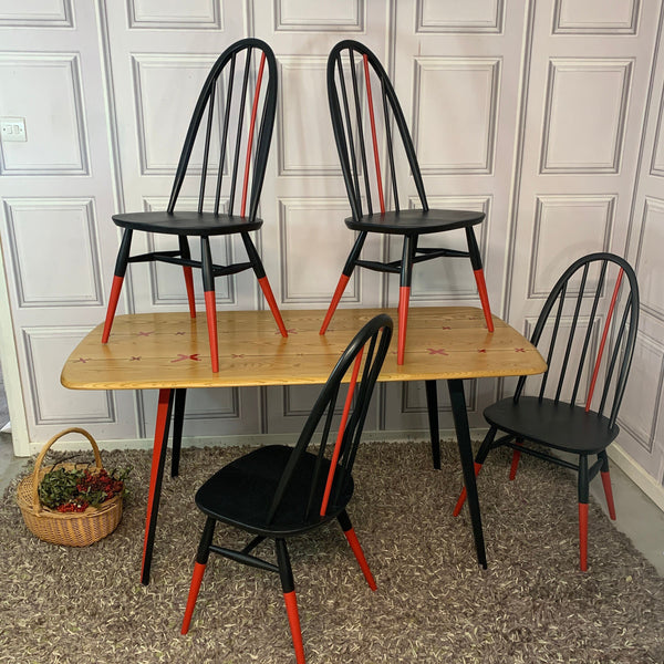 Ercol Dining Table and Chairs Black and Red Resin Table Design Kisses Commission Order