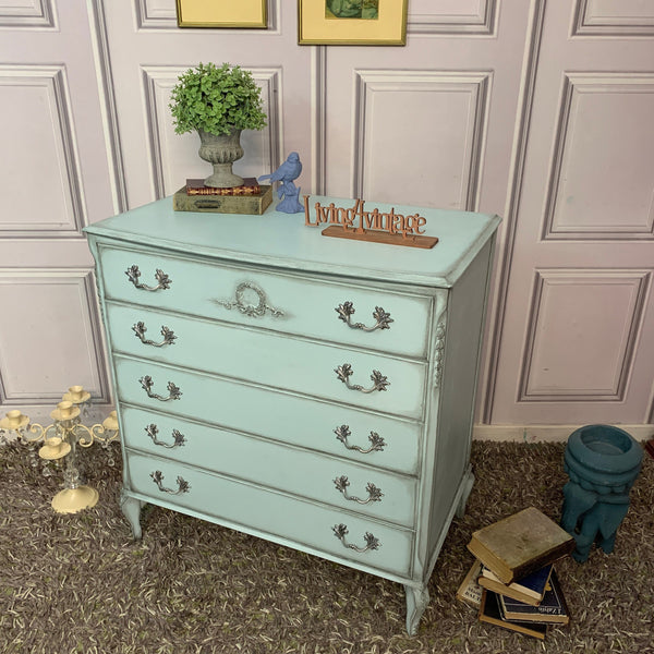 French Style Chest of Drawers Louis Style Drawers Duck Egg Blue