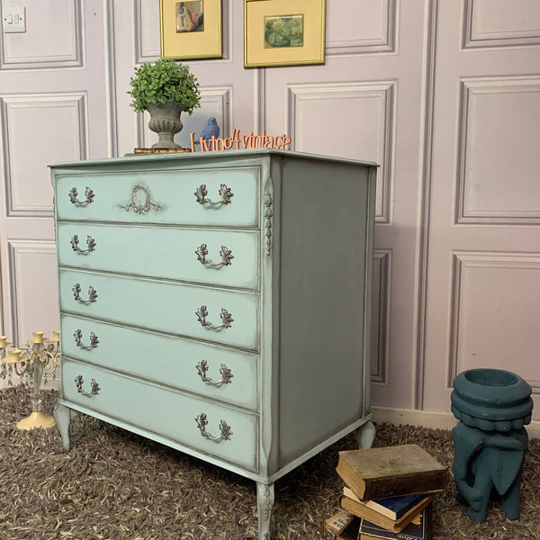 French Style Chest of Drawers Louis Style Drawers Duck Egg Blue