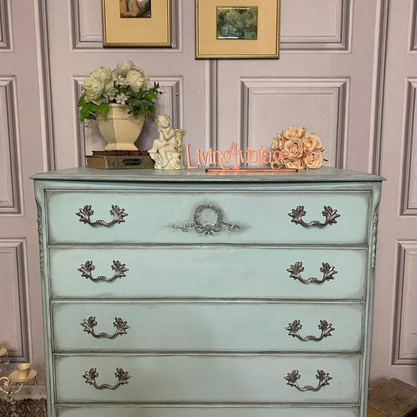 French Style Chest of Drawers Louis Style Drawers Duck Egg Blue