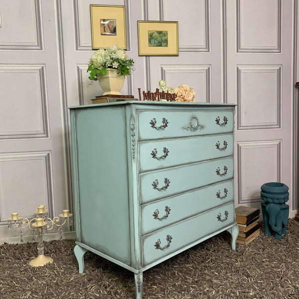 French Style Chest of Drawers Louis Style Drawers Duck Egg Blue
