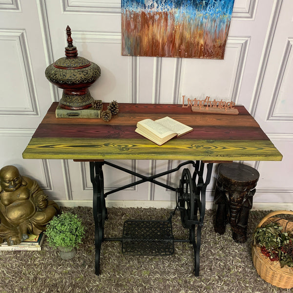 Rainbow Table Yakisugi Charred Wood Sewing Machine Table Console Table