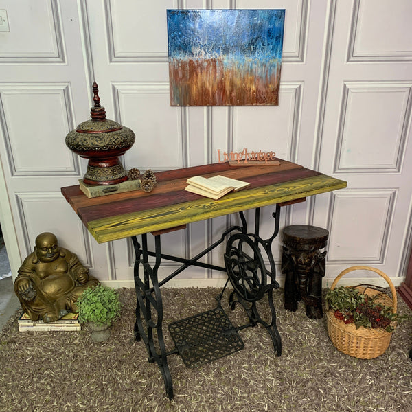 Rainbow Table Yakisugi Charred Wood Sewing Machine Table Console Table