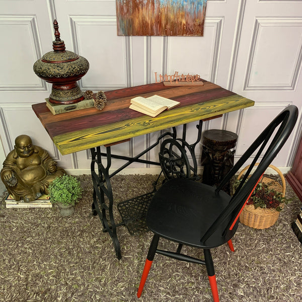 Rainbow Table Yakisugi Charred Wood Sewing Machine Table Console Table