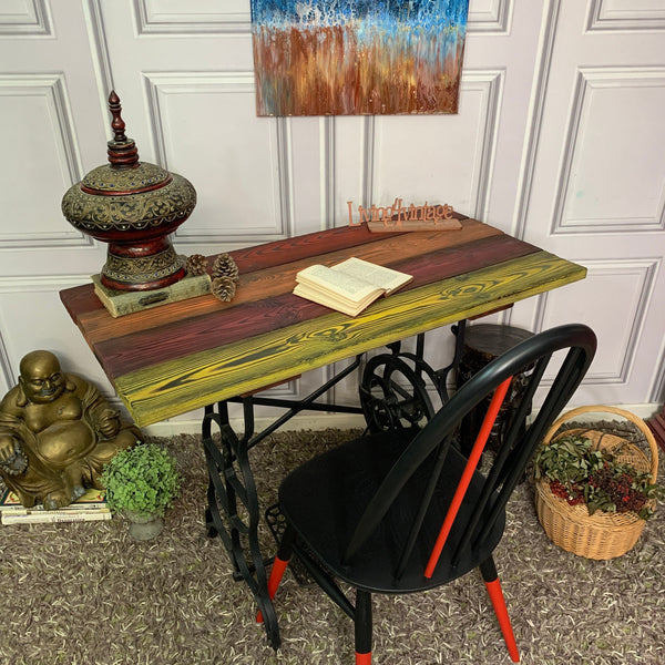 Rainbow Table Yakisugi Charred Wood Sewing Machine Table Console Table