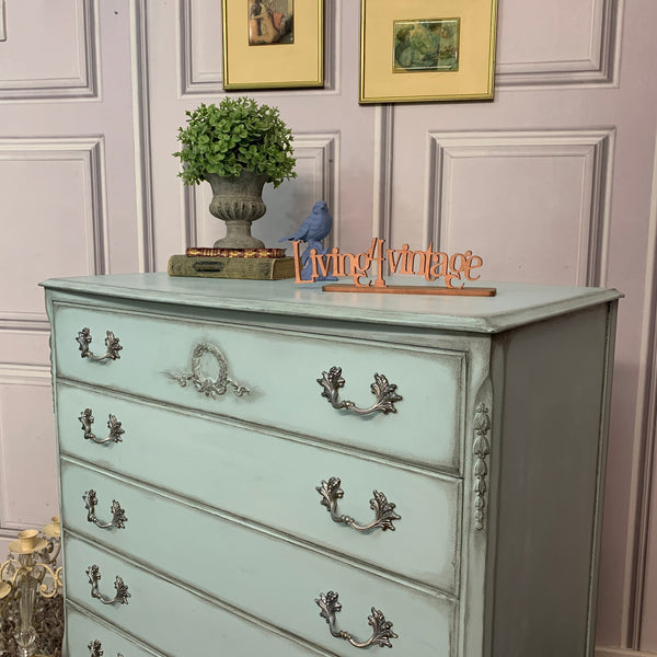 French Style Chest of Drawers Louis Style Drawers Duck Egg Blue