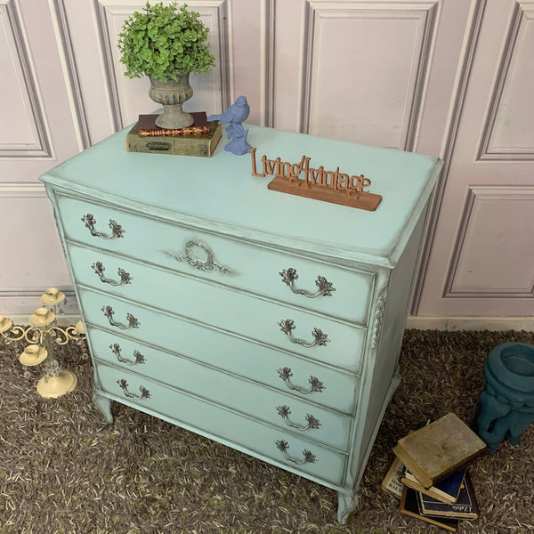French Style Chest of Drawers Louis Style Drawers Duck Egg Blue