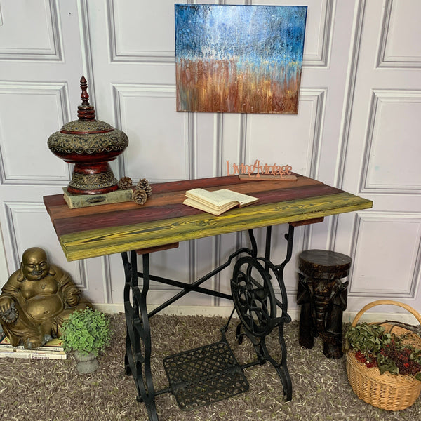 Rainbow Table Yakisugi Charred Wood Sewing Machine Table Console Table