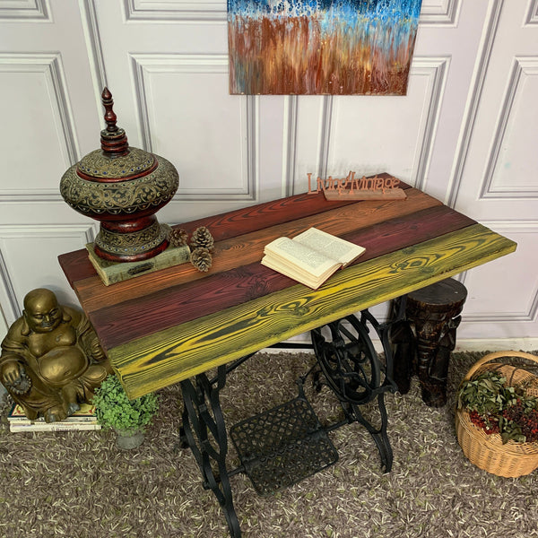 Rainbow Table Yakisugi Charred Wood Sewing Machine Table Console Table