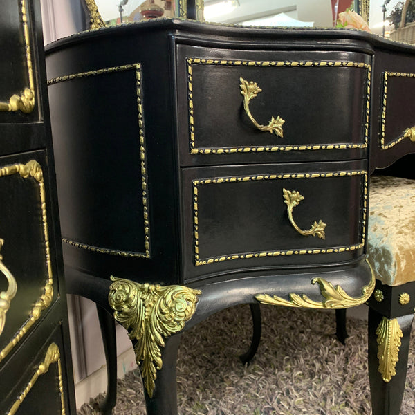 Black Gloss Dressing Table French Style Olympus Dressing Table Black & Gold Gloss Furniture