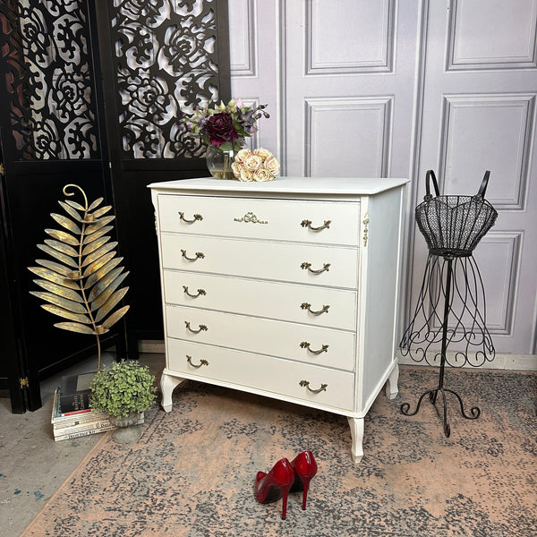 French Style Chest of Drawers Louis Style Drawers Painted White Commissions Open