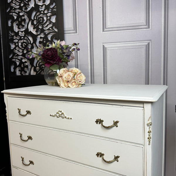 French Style Chest of Drawers Louis Style Drawers Painted White Commissions Open