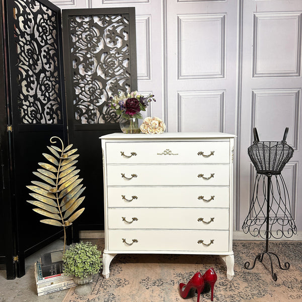 French Style Chest of Drawers Louis Style Drawers Painted White Commissions Open