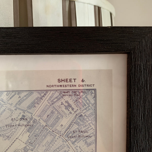 Framed Map Descriptive of London Poverty North Western District 1898-9 Reproduction