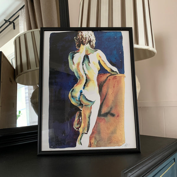 Framed Print Nude Woman Terri’s Back Signed LBP