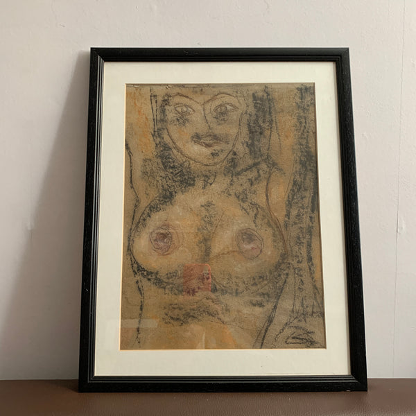 Nude Woman Painting Framed Contemporary Style
