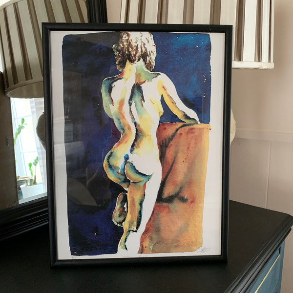 Framed Print Nude Woman Terri’s Back Signed LBP