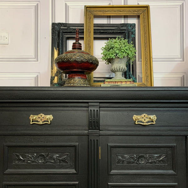Painted Antique Sideboard Edwardian Black Sideboard
