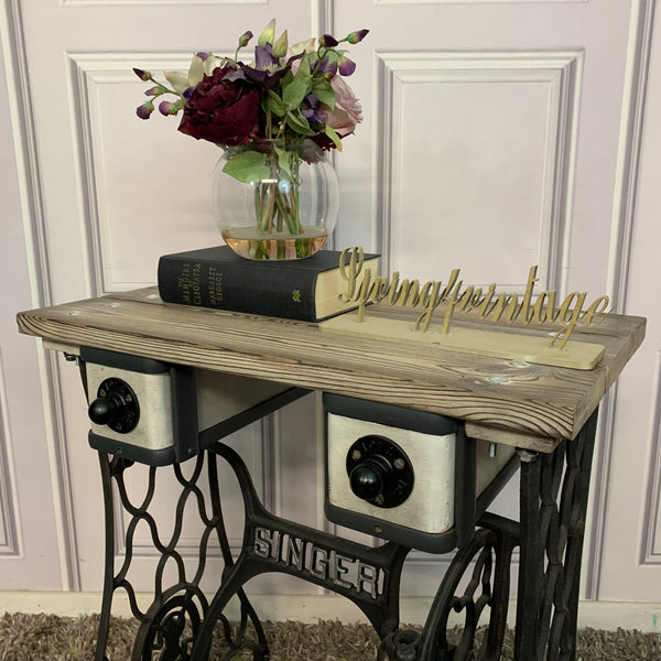 Singer Table Industrial Style Yakisugi Technique Custom Order