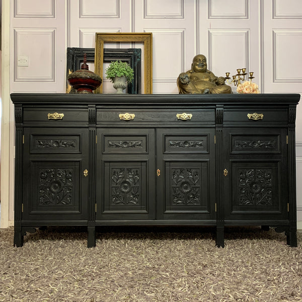 Painted Antique Sideboard Edwardian Black Sideboard