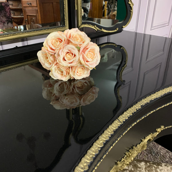 Luxurious Dressing Table High Gloss Black & Gold Olympus Furniture
