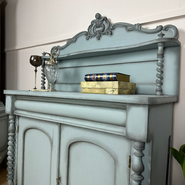 Painted Victorian Chiffonier Barley Twist Dresser Antique Cabinet