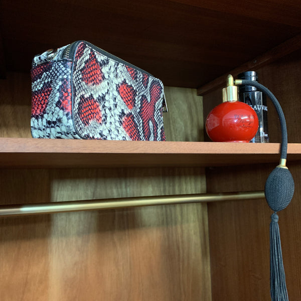 Stag Wardrobe Painted Black & Gold Leaf Flame Details Double Wardrobe