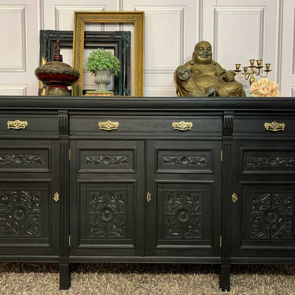Painted Antique Sideboard Edwardian Black Sideboard